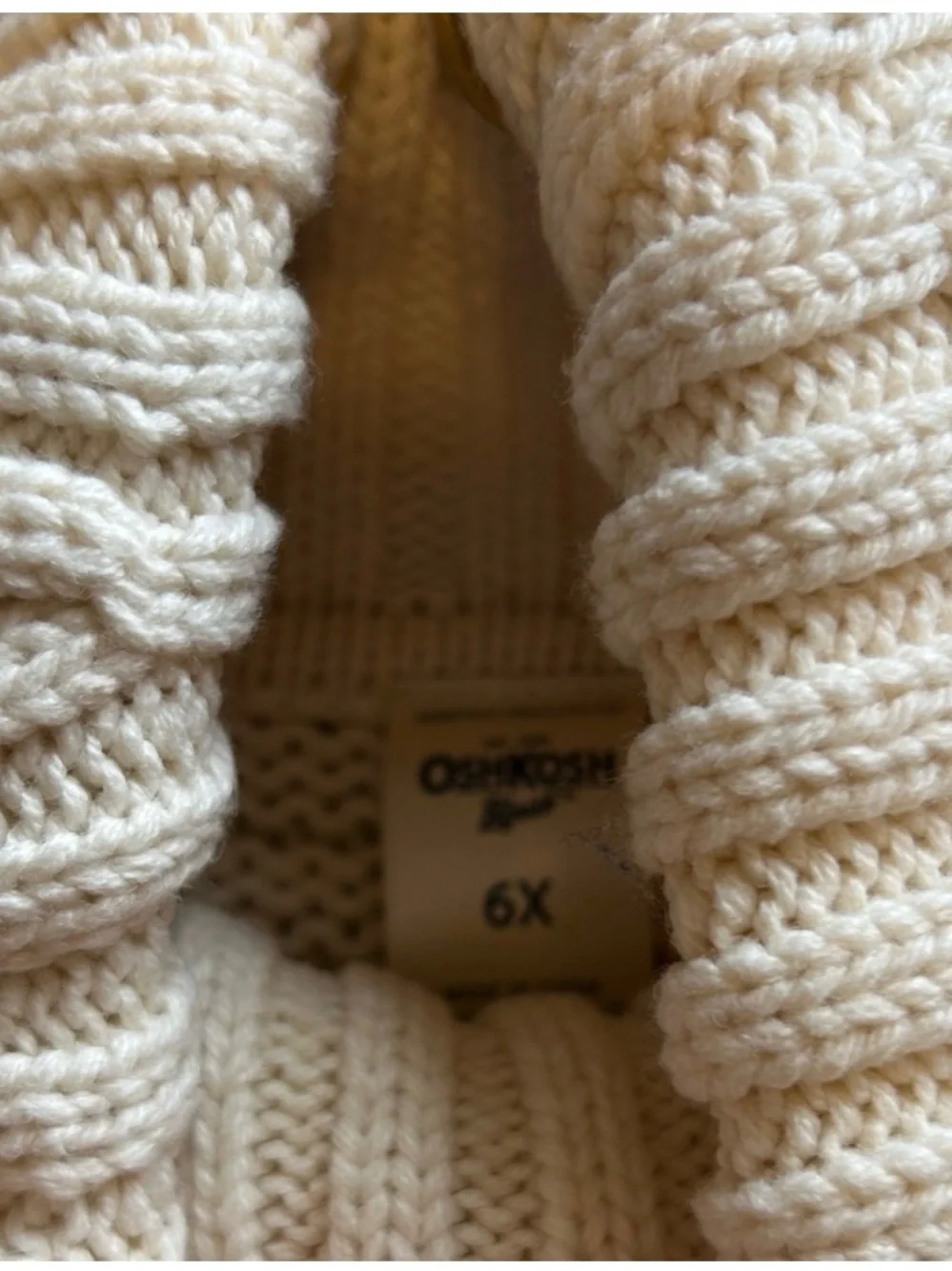 Girls Cream Cable-Knit Turtleneck Sweater